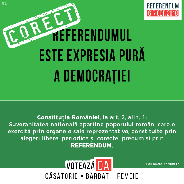 CORECT: Referendumul este expresia pură a democrației